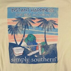 Simply Southern Yellow Turtle Beach Graphic T Shirt Short Sleeve Cotton Mens L